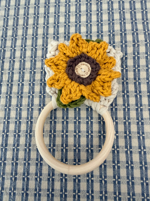 Farmhouse Tea Towel Holder- Removable Sunflower & Tea Towel